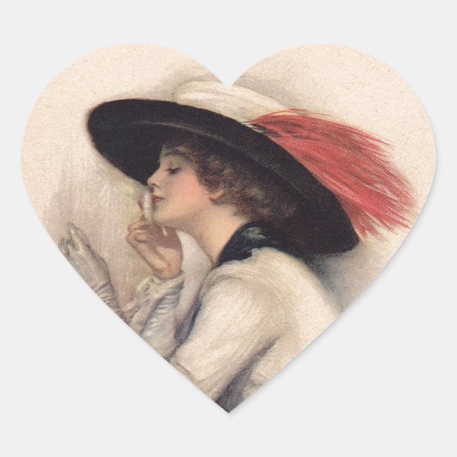 Beautiful Woman Voting - Vintage Suffrage Fashion Heart Sticker (Front)