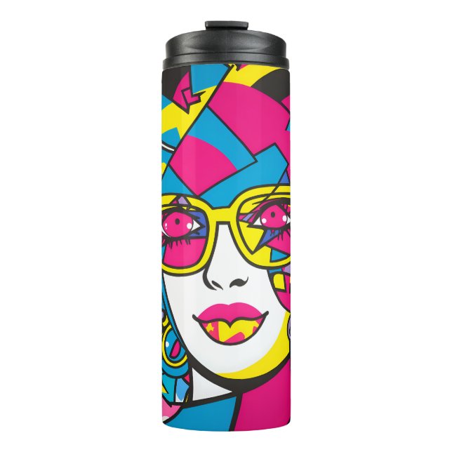 Beautiful woman wall art graffiti thermal tumbler (Front)