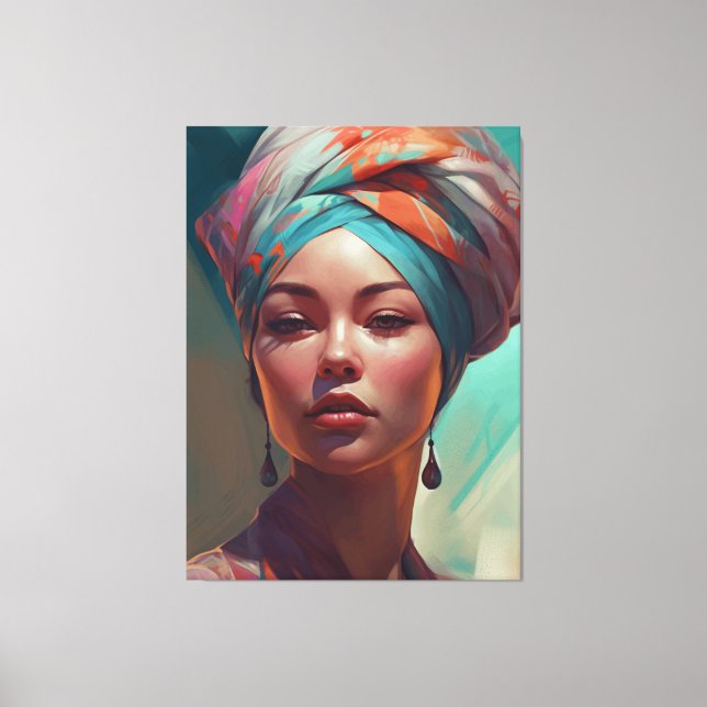 Beautiful Woman Wearing Turban  Canvas Print (Front)