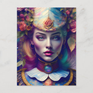 Beautiful Woman With a Floral Hat Postcard