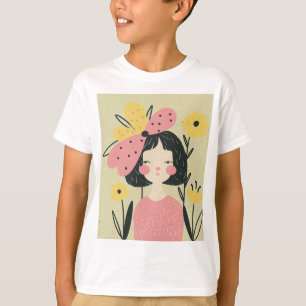 beautiful woman with a pink flower T-Shirt
