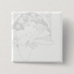 Beautiful Woman with Clovers & Shamrocks - 15 Cm Square Badge