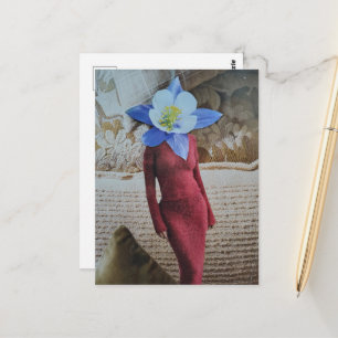 Beautiful Woman With Flower Head Collage Postcard