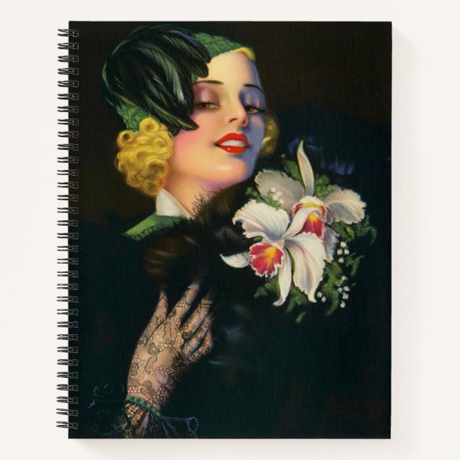 beautiful woman with orchids notebook (Front)