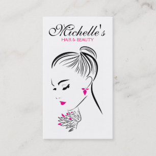 Beautiful woman with pink earrings branding business card