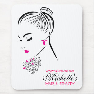 Beautiful woman with pink earrings branding mouse pad