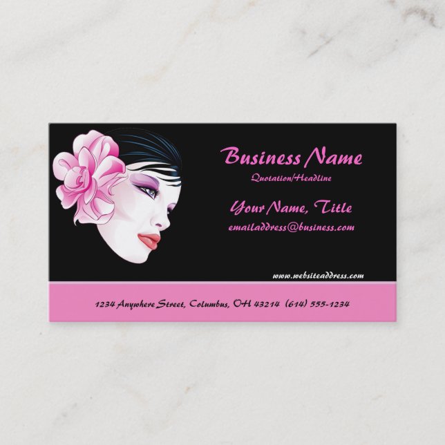 Beautiful Woman with Striking Flower Business Card (Front)