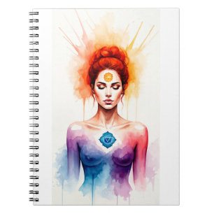 beautiful woman yoga notebook