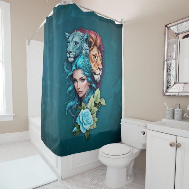 Beautiful woman's head with expressive eyes  shower curtain (In Situ)