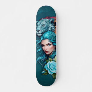 Beautiful woman's head with expressive eyes skateboard