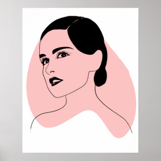 Beautiful Women Art, Black and White, Poster