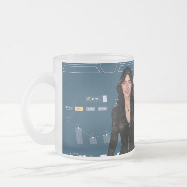 Beautiful women computer screen background frosted glass coffee mug (Left)