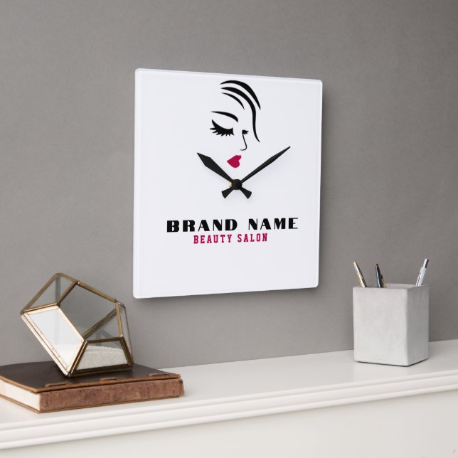 Beautiful Women hairdressing beauty salon brand Square Wall Clock (Office)