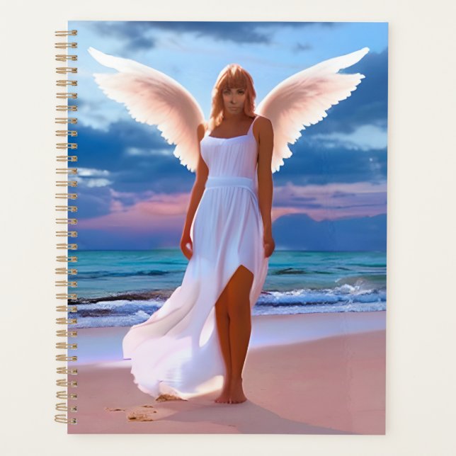 Beautiful Women with Angel Wings on a Beach Planner (Front)