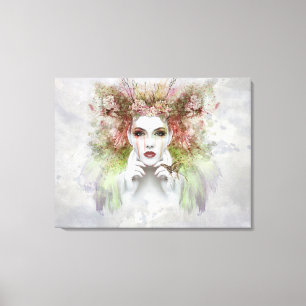 Beautiful Women with Butterfly Canvas Print