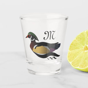 Beautiful Wood Duck Swimming Shot Glass