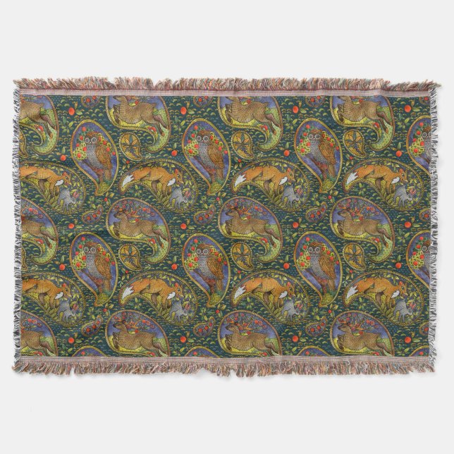 Beautiful Woodland Creatures Painting Throw Blanket (Front)