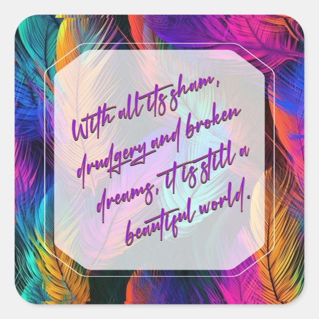 Beautiful World Square Sticker (Front)