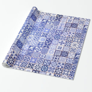 Beautiful wrapping paper with Azulejos pattern
