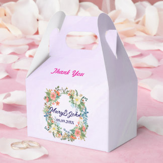 Beautiful wreath pink romantic wedding favour box