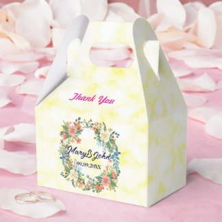 Beautiful wreath pink romantic wedding favour box