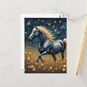Beautiful Year of the Horse in meadow Postcard