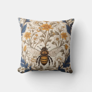 Beautiful Yellow and Blue Floral Vintage Bee Cushion