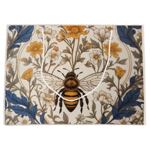 Beautiful Yellow and Blue Floral Vintage Bee Large Gift Bag