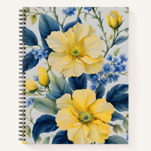 Beautiful Yellow and Blue Flowers Notebook