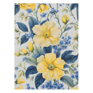 Beautiful Yellow and Blue Flowers Tablecloth