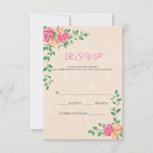 Beautiful Yellow And Pink Roses RSVP Card