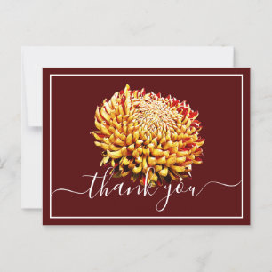 Beautiful Yellow And Red Chrysanthemum Thank You Postcard
