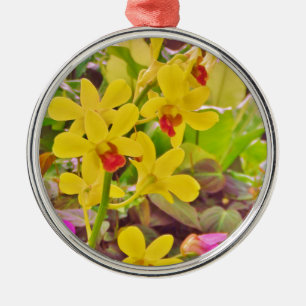 Beautiful Yellow autumn orchids Metal Tree Decoration