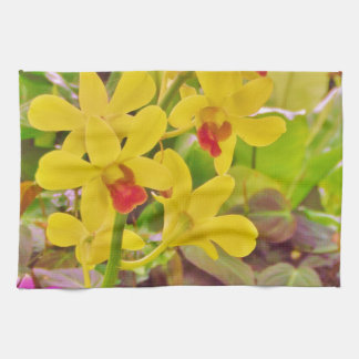 Beautiful Yellow autumn orchids Tea Towel
