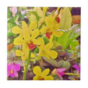 Beautiful Yellow autumn orchids Tile