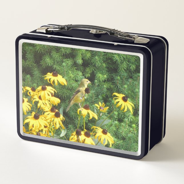 Beautiful Yellow Bird Metal Lunch Box (Back)