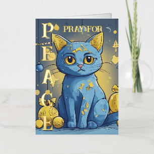 Beautiful Yellow Cat with Blue Eyes - ukraine Foil Greeting Card