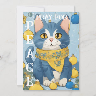 Beautiful Yellow Cat with Blue Eyes - ukraine Holiday Card