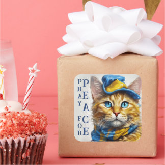 Beautiful Yellow Cat with Blue Eyes - ukraine Square Sticker