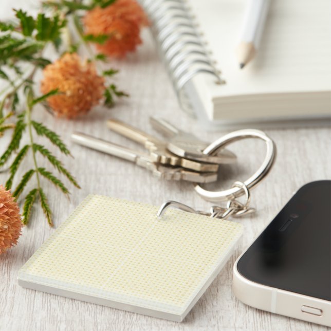 Beautiful Yellow Circles on White Background Key Ring (Front Right)