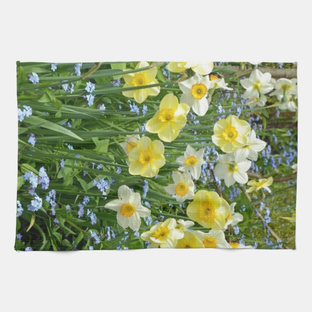 Beautiful yellow daffodil garden tea towel (Horizontal)