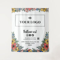 Beautiful Yellow Floral Your Logo QR Code Backdrop