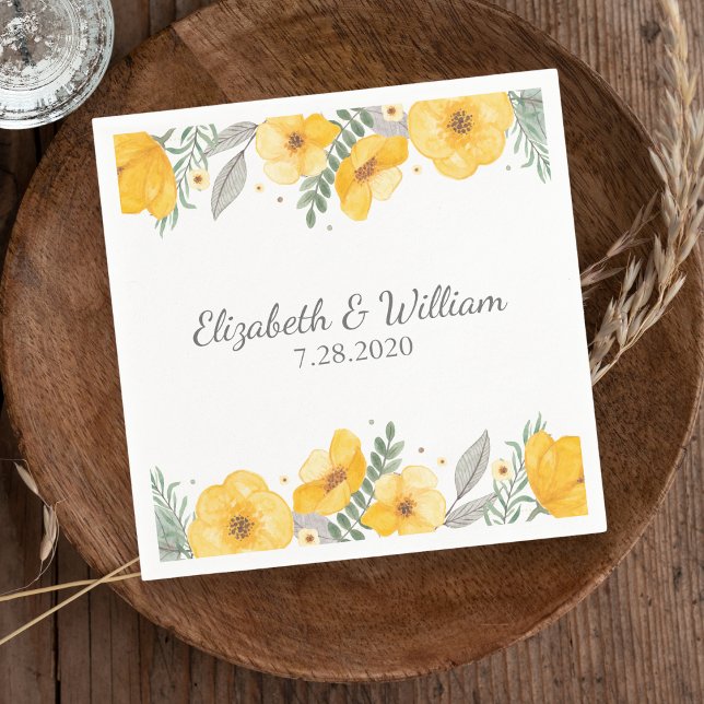 Beautiful Yellow Flower Elegant Romantic Wedding Napkin (Creator Uploaded)