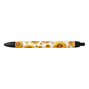 Beautiful yellow flowers black ink pen