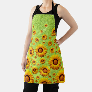 Beautiful yellow flowers on abstract green apron