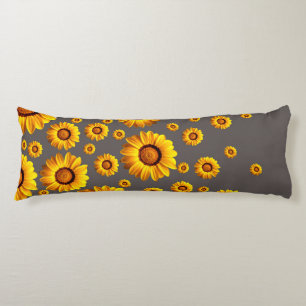 Beautiful yellow flowers on grey background body cushion