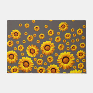 Beautiful yellow flowers on grey background doormat