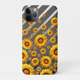 Beautiful yellow flowers on grey, silver stripes   Case-Mate iPhone case