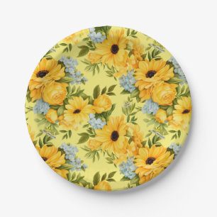 Beautiful yellow flowers paper plate