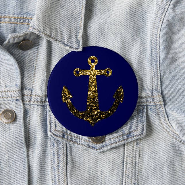 Beautiful Yellow Gold sparkles Anchor button (In Situ)